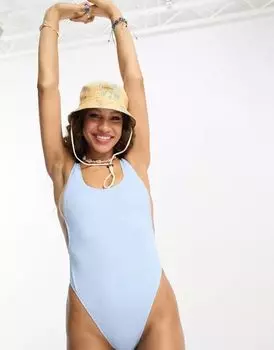 Синий структурированный купальник с овальным вырезом Reclaimed Vintage