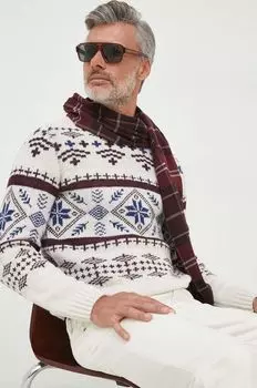 Синий свитер Blauer, бежевый