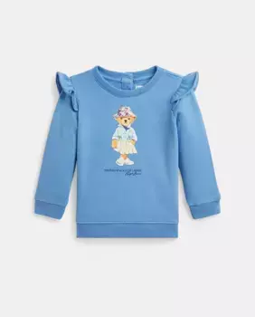 Синий свитер для девочки с мишкой-поло Polo Ralph Lauren