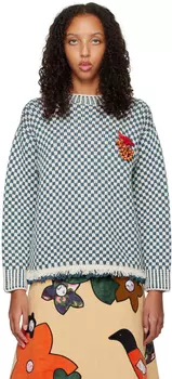 Синий свитер с бахромой Off-White Bode