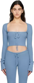 Синий свитер с бантом Danielle Guizio