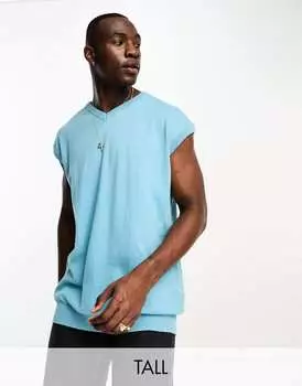 Синий свитер с v-образным вырезом Threadbare Tall