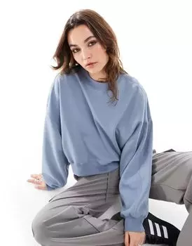 Синий свитшот с круглым вырезом и длинными рукавами Monki