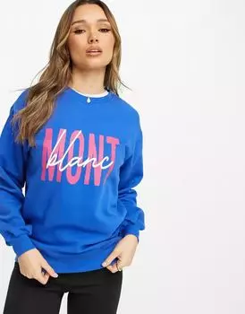 Синий свитшот с принтом Threadbare Ski