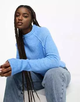 Синий свободный джемпер с круглым вырезом и швом ASOS