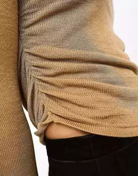 Синий топ асимметричного кроя с открытыми плечами и рюшами по бокам ASOS