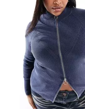 Синий топ COLLUSION Plus на молнии с двойным краем