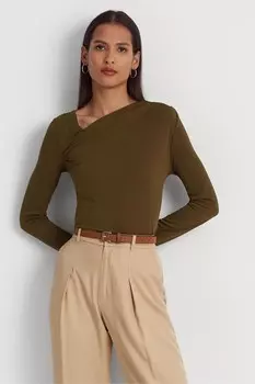 Синий - Топ из эластичного плиссированного трикотажа Edreane Lauren Ralph Lauren, зеленый