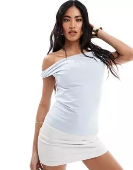 Синий топ с открытыми плечами Abercrombie & Fitch