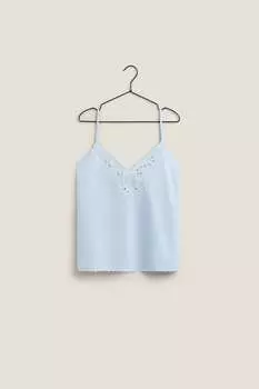 Синий топ с ремешками Zara, голубой