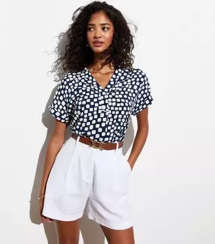 Синий топ с v-образным вырезом и абстрактным принтом New Look, синий