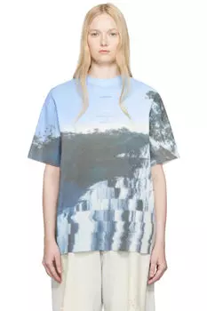 Синий трикотажный продукт с коротким рукавом. Футболка 61 ADER error