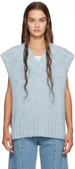 Синий удлиненный жилет Maison Margiela