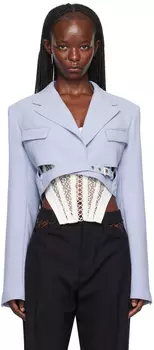 Синий укороченный блейзер интерлок Dion Lee