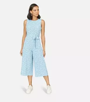 Синий укороченный комбинезон Mela с цветочным принтом и широкими штанинами Mela, синий