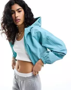 Синий укороченный плащ с капюшоном ASOS