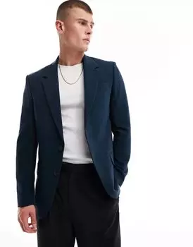 Синий узкий пиджак River Island