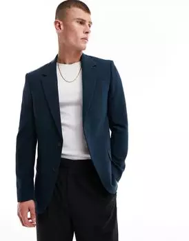 Синий узкий пиджак River Island