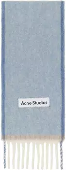 Синий узкий шерстяной мохеровый шарф Acne Studios, Denim blue
