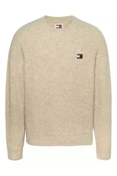 Синий вафельный свитер обычного кроя Tommy Jeans, белый