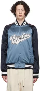 Синий вискозный бомбер Valentino
