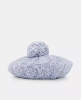 Синий вязаный берет в рубчик Tintoretto, синий