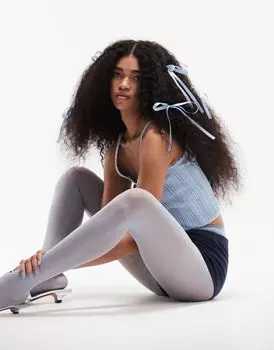 Синий вязаный топ на бретельках с контрастным бантом ASOS DESIGN