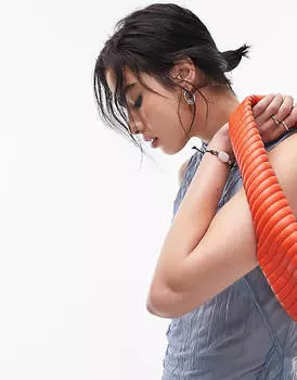 Синий жатый жилет Topshop