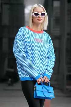 Синий женский свитер оверсайз Mg1251 Madmext