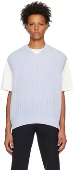 Синий жилет с v-образным вырезом Solid Homme