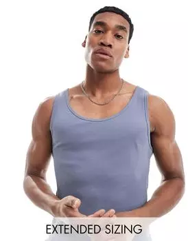 Синий жилет в рубчик с мышцами ASOS DESIGN