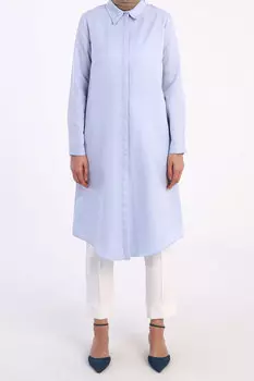 Синяя базовая длинная рубашка со скрытой планкой ALLDAY, синий