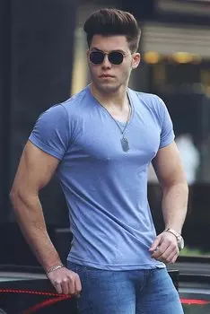 Синяя базовая футболка 4054 MADMEXT