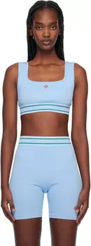 Синяя бесшовная укороченная майка Casablanca