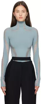 Синяя бесшовная водолазка Mugler
