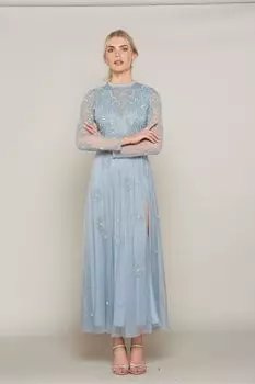 Синяя блузка макси с декором Amelia Rose, синий