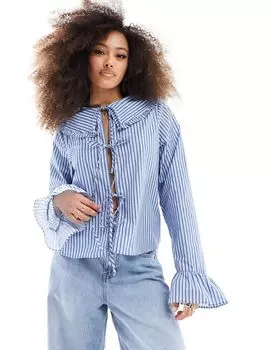 Синяя блузка с воротником-корочкой ASOS DESIGN