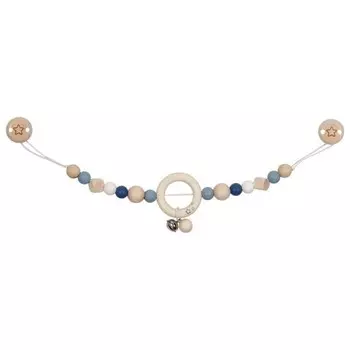 Синяя цепочка для коляски с застежками. Goki