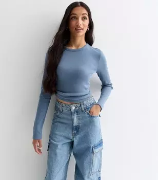 Синяя детская футболка с длинными рукавами для девочек New Look, синий