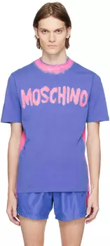 Синяя длинная футболка Moschino