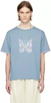 Синяя двусторонняя футболка NEEDLES