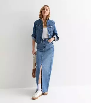 Синяя джинсовая длинная юбка в полный рост New Look, синий