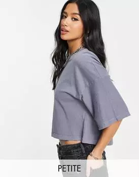 Синяя джинсовая футболка свободного кроя с короткими рукавами Topshop Petite