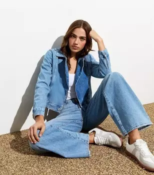 Синяя джинсовая косуха New Look, синий