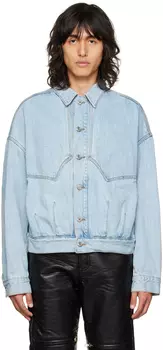 Синяя джинсовая куртка с эффектом потертости We11done