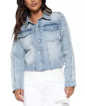 Синяя джинсовая куртка с короткими рукавами Revival и цветочным принтом Blue Revival, синий