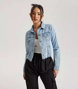 Синяя джинсовая куртка с необработанным подолом Urban Bliss Urban Bliss, бледно-голубой