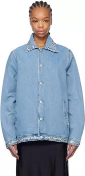 Синяя джинсовая куртка с заклепками Coperni