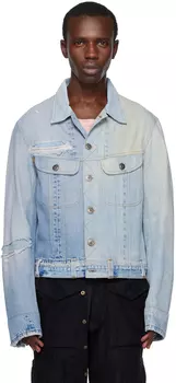 Синяя джинсовая куртка Trucker с эффектом потертости Greg Lauren