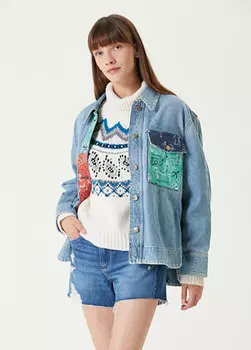 Синяя джинсовая куртка в стиле пэчворк Alanui